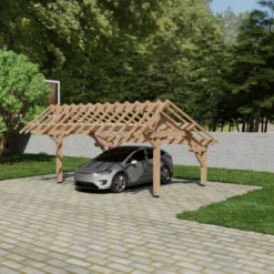 Carport Bois Douglas - 2 Pans Asymétriques - Country