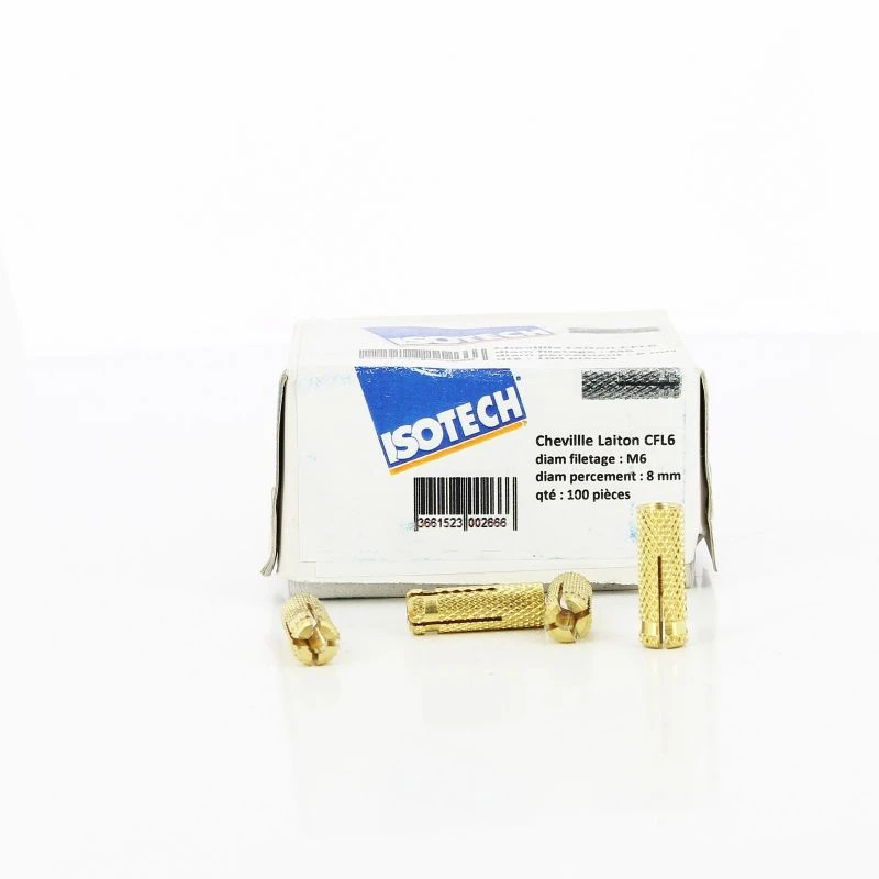 Chevilles Laiton CFL 6 - Diamètre Percement 8 Isotech 3 Chevilles Laiton CFL 6 - Diamètre Percement 8 Isotech