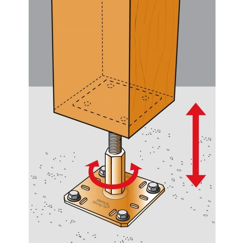 Simpson KIT FIX PPRC Pied De Poteau Réglable Après La Pose - "prêt-à-fixer" 7 Simpson KIT FIX PPRC Pied De Poteau Réglable Après La Pose - "prêt-à-fixer" – Image 5