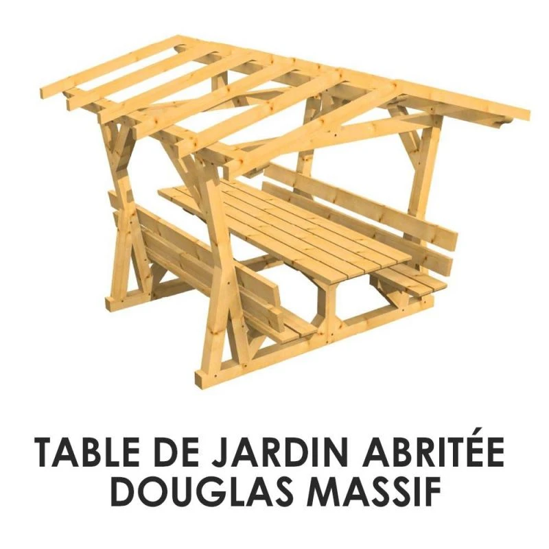 Table De Jardin Abritée En Douglas Massif 3 Table De Jardin Abritée En Douglas Massif