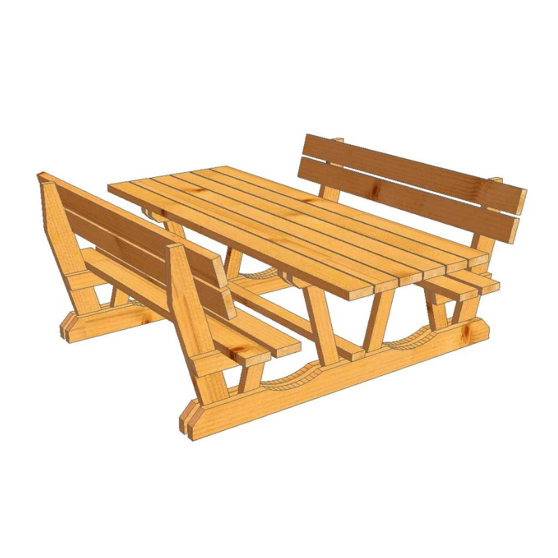 Table De Jardin En Bois Douglas Avec Bancs Intégrés 4 Table De Jardin En Bois Douglas Avec Bancs Intégrés – Image 2