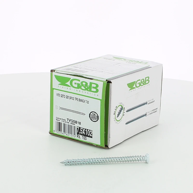 Vis Geto GS T30 ∅7,5 Mm Large à Tête Fraisée Pour Béton Menuiserie 3 Vis Geto GS T30 ∅7,5 Mm Large à Tête Fraisée Pour Béton Menuiserie