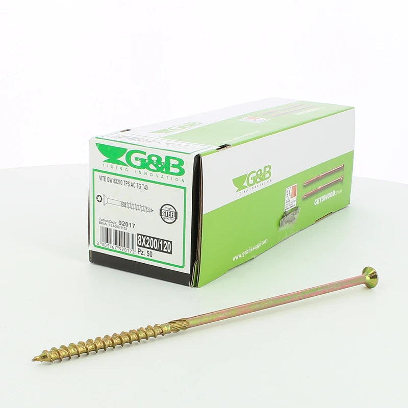 Vis Geto Wood T40 Pour Charpente à Filetage Partiel 3 Vis Geto Wood T40 Pour Charpente à Filetage Partiel